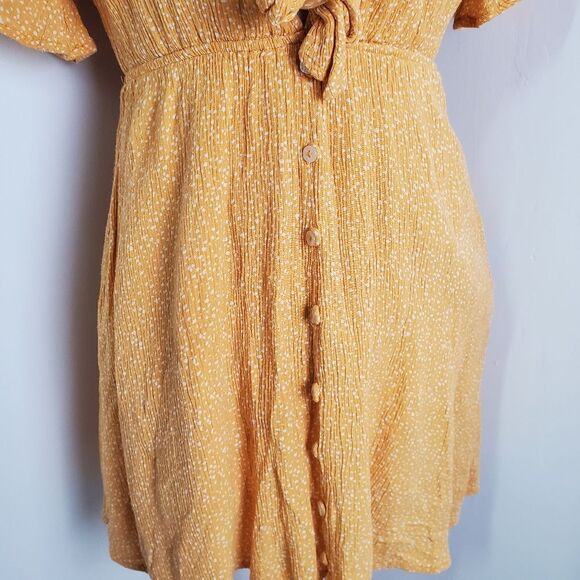 Abercrombie & Fitch Yellow Polka Dot Mini Dress Size Small Petite - Picture 4 of 9